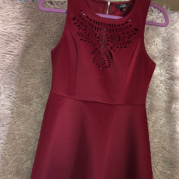 Iris Burgundy Flared Dress - Picture 1 of 4